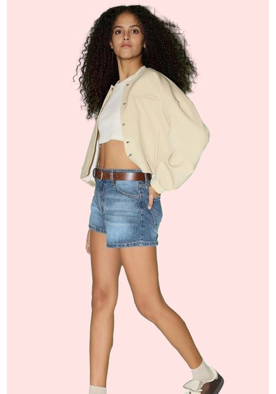 Ersefa Kadın Şort Pamuk Denim City Short Kalıp Geniş Paça Günlük Kullanı mavi