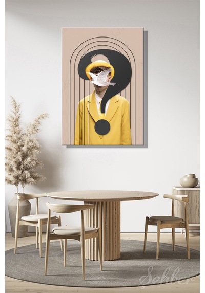 Dikeytekli Kanvas Tablo Modern Ev Kafe Ofis Pop Art Yüzünde Kuş Olan Adam 2200
