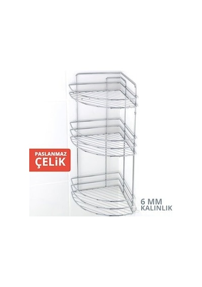 Ece 3 Katlı Paslanmaz Metal Köşelik 55 Cm 1 Adet Çok Renkli