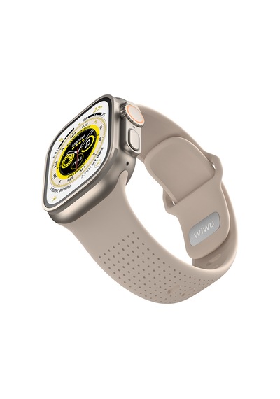 Watch 7 45mm Uyumlu Wiwu Wi-wb0201 Comf Secur Serisi Spor Silikon Kordon Gümüş