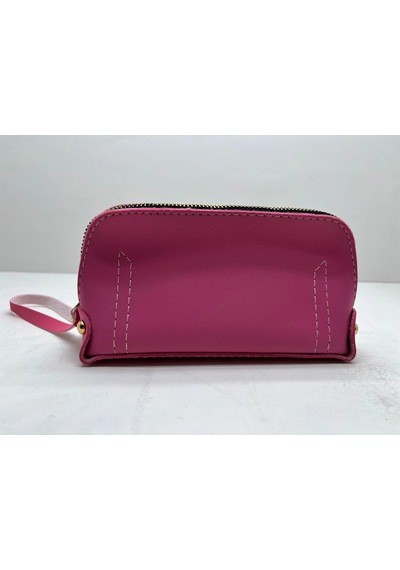 Deri Kumaş Pembe Renk 17x10 Cm Takı-makyaj Fermuarlı Çantası