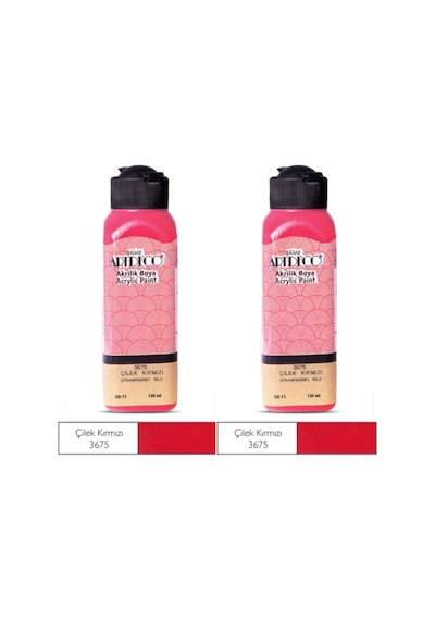 2 Li Akrilik Boya 140 Ml Renk Seçmeli Canlı Ve Pastel 3675 - Çilek Kırmızı