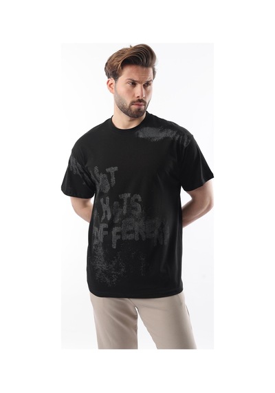 Madmext Siyah Baskılı Erkek T-shirt E7115 Siyah