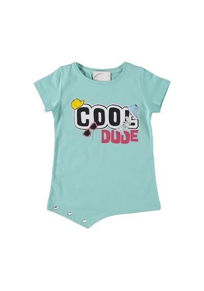 Liay Moda Cool Dude Baskılı Kız Çocuk Tişört Turkuaz