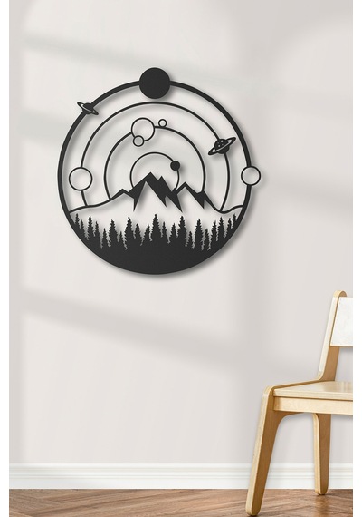 Space And Nature Metal Duvar Tablosu - Siyah
