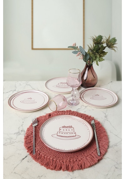 Keramika Pink Cake Nordic Pasta Tabağı 22 Cm 4 Adet 22965-66 Çok Renkli