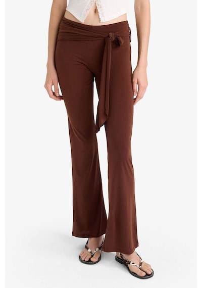 Defacto Flare Fit Normal Bel Bağlamalı Standart Boy Pantolon F8196ax25smbn341 Kahve