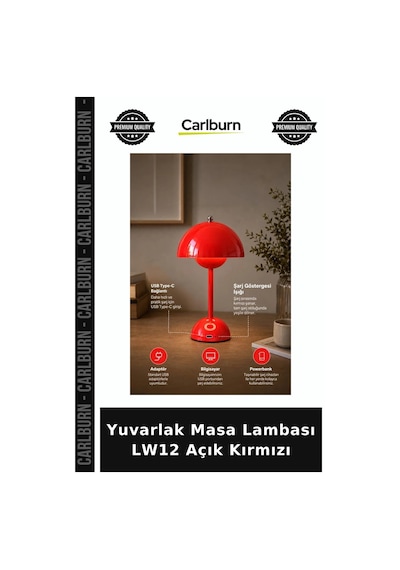 Özel Üretim Yuvarlak Masa Lambası Lw12 Açık Kırmızı Çalışma Aksesuar Şarkı Diğer