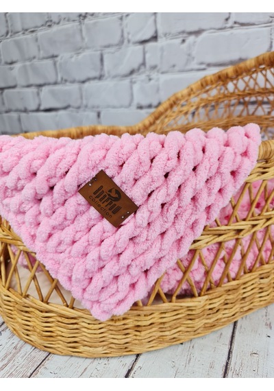 Pufy El Örgüsü Battaniye Acık Pembe El Örgüsü Bebek Battaniyesi Pembe