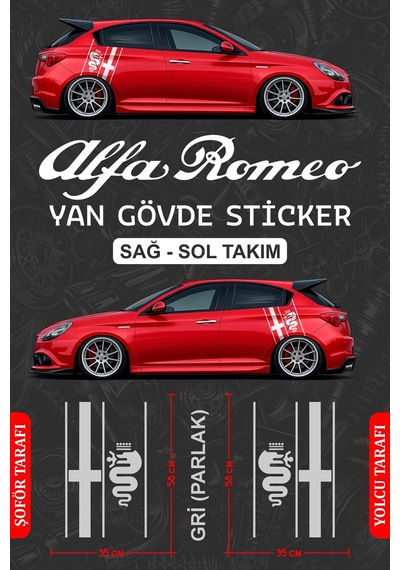 Alfa Romeo Yan Gövde Sticker Seti Griparlak - 854101982