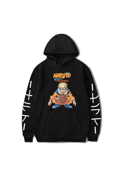 Tarzsokak Naruto Temalı Unisex Kapşonlu Model81 13912 Siyah