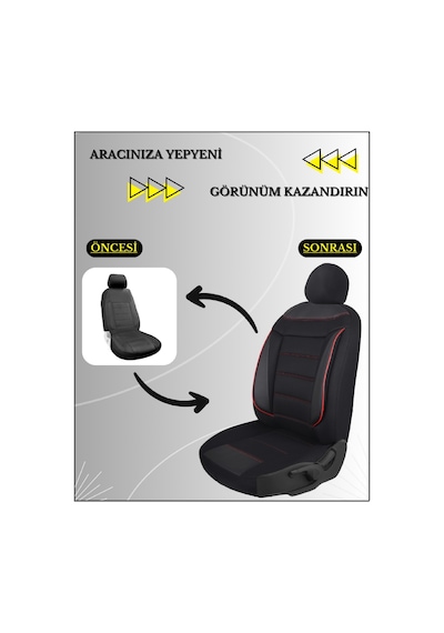 Dacia Duster Araçlara Uyumlu Tam Takım Flex K Model Oto Koltuk Kılıfı Siyah-kırmızı