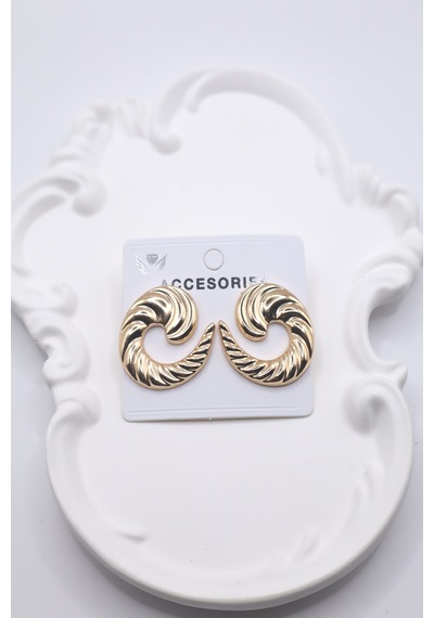 Kadın Küpe Swirling 3cm Küpe Altın