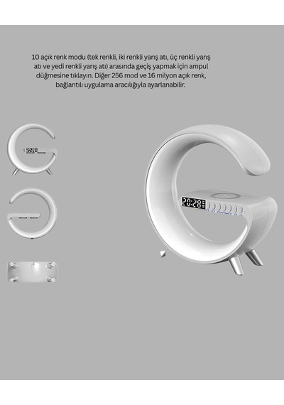 Buğz Kablosuz Şarjlı Atmosfer Lambası Bluetooth Hoparlör Ve Akıllı Alarm Özellikli