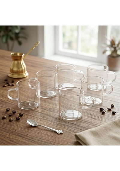 6'li Borosilikat Cam Mini Kupa Seti - 130 Ml Tek Cidarlı, Altlıksız Türk Kahvesi Ve Espresso Fincanı Takımı Diğer