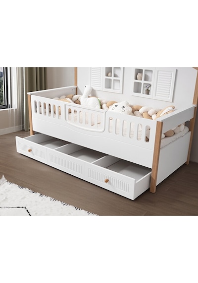 Aymini Strada 4 Kapılı Bebek Odası Takımı Ahşap  -  Beyaz