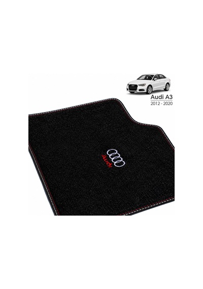 Oto Halı Paspas Seti Audi A3 2012-2020 Uyumlu Sline Sport Kaymaz & Şık Tasarım - Siyah Logolu2