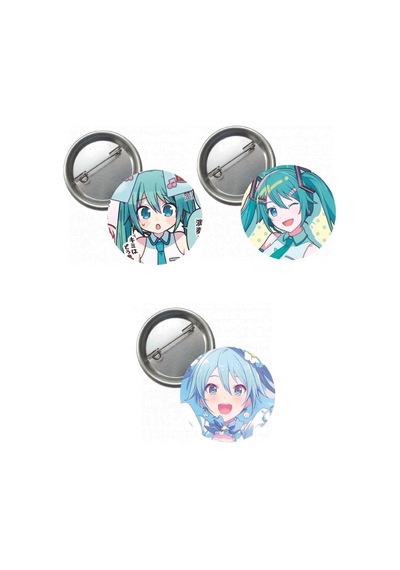 Hatsune Miku Pjsekai Project Sekai Colorful Anime Buton Rozet 3 Adet 37mm Altın - Beyaz - Siyah
