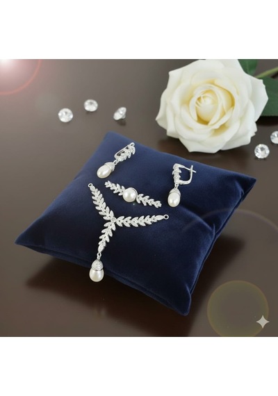 925 Ayar Papatya Silver Gerçek Kültür İncisi Set.rose.gold.rodaj Gümüş