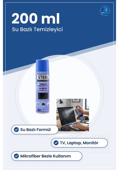 Ekran Temizleme Spreyi 200 Ml Tv Laptop Monitör İçin Su Bazlı Çiz