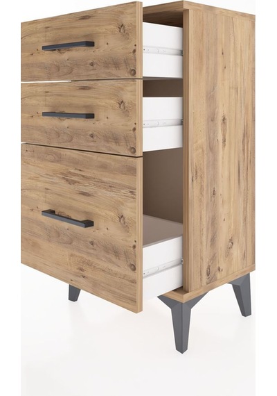 Arges Komodin 3 Çekmeceli 44x30x80 Çam-çam Atlas Çam
