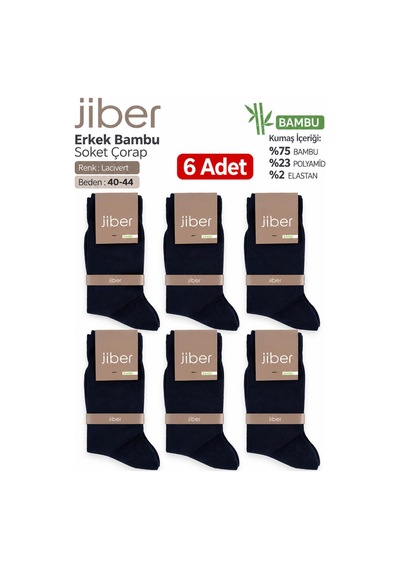 Jiber Erkek Likralı Bambu Uzun Soket Çorap Ç5500 - 6 Adet Lacivert