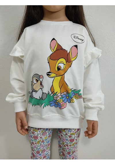 Lolliboomkids Yeni Sezon Sevimli Geyik Tavşan Desenli Çiçekli Fitilli Tayt Ve Sweatshirt Alt Üst Takım Ekru Lolliboomkids Yeni Sezon Sevimli Geyik Tavşan Desenli Çiçekli Fitilli Tayt Ve Sweatshirt Alt Üst Takım Ekru