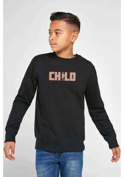 Tshirthane Chıld Baskılı Unisex Çocuk Siyah Sweatshirt Siyah