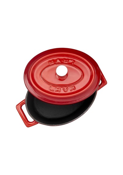 Lava Metal Oval Mini Tencere, Kırmızı Çok Renkli