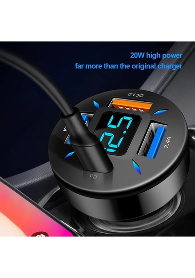 66w Araç Şarj Hızlı Şarj Çakmak Adaptörü 4-port Usb A + Usb C Hızlı Şarj Qc Pd 1pc Qc Pd 1pc