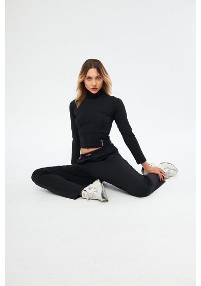 Lesa Wear Soft Touch Balıkçı Yaka Bluz Siyah Siyah