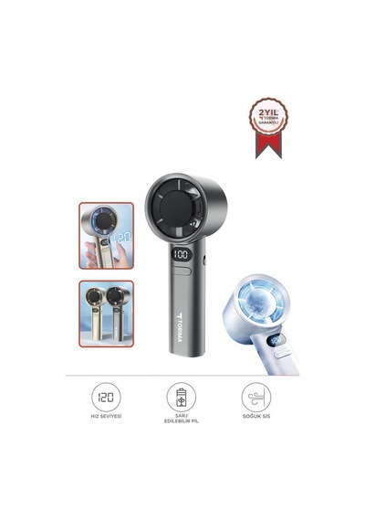 Torima F-21 Gümüş Dijital Ekranlı 120 Hız Ayarlı Taşınabilir Mini Fan