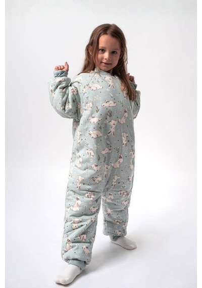 Babyhola 2.5 Tog Yorgan Gerektirmeyen Kalın Elyaf Dolgulu Çocuk Uyku Tulumu Pamuk Astarlı Unisex 6020 Mint Yeşil