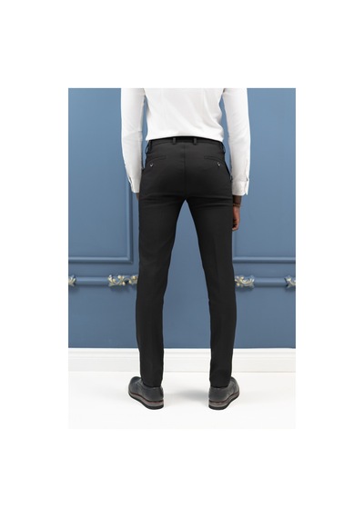 Ecer Slimfit Mevsimlik Fermuar Kapamalı Yan Cepli Kumaş Pantolon Siyah