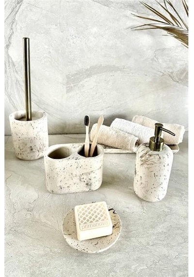 Primanova Octavia 5li Banyo Seti Bej Beyaz