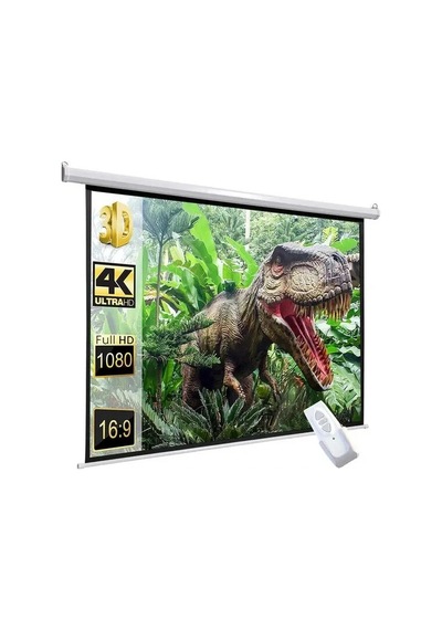 Peak M100 200x200 Cm Motorlu Kumandalı Projeksiyon Perdesi-beyaz Kasa