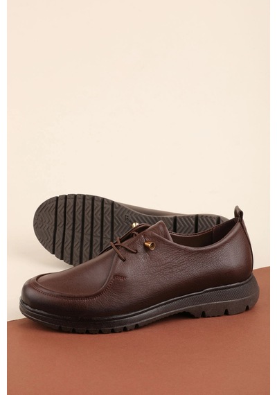 Gondol Hakiki Deri Golf Model Kadın Oxford Ayakkabı Elnr.7046 Kahverengi