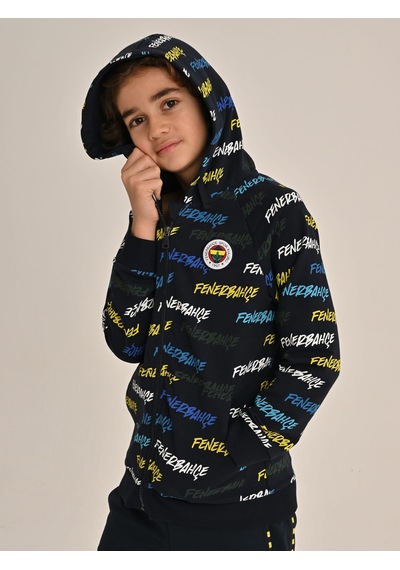 Fenerbahçe Lacivert Tribün Pattern Çocuk Sweatshirt Fb Laci Yeni
