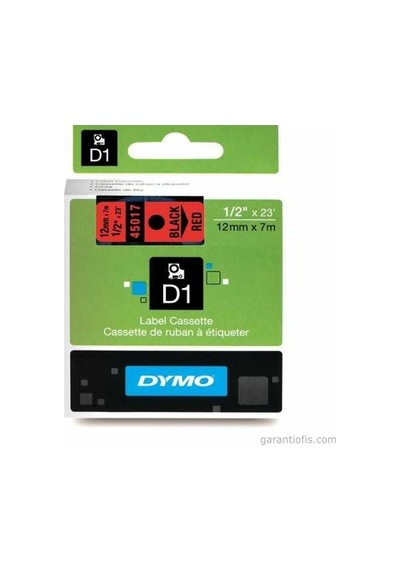 Dymo D1 Kırmızı/Siyah Yedek Şerit 12Mm X 7Mt 45017