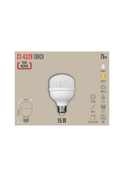 Ct-4329 15w Torch Led Ampül Beyaz 5 Adet