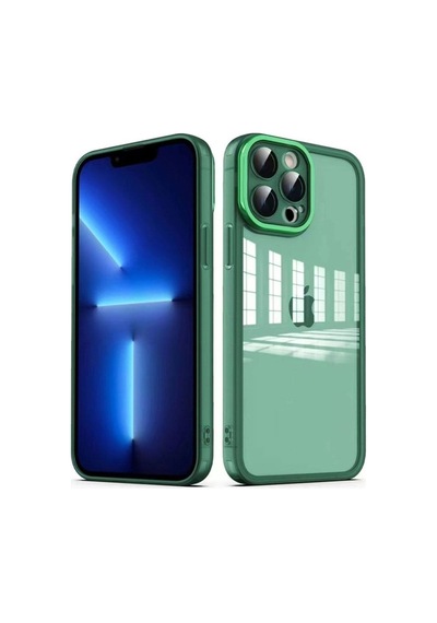Apple Uyumlu iPhone 12 Pro Max Kılıf Kamera Korumalı Transparan Zore Post Kapak Koyu Yeşil