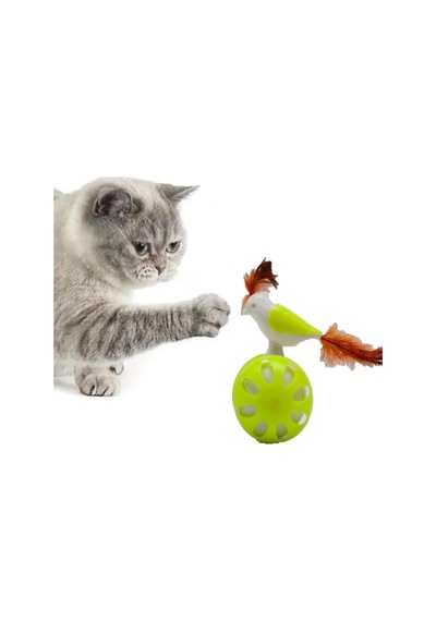 Tekerlekli Hacıyatmaz Kuş Kedi Oyuncağı 1 Adet Limon Yeşili
