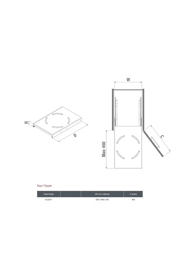 Starax 40 Cm Raylı Tüpçek Antrasit S-2241-a