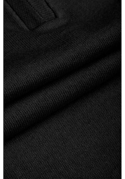 Deepsea Erkek Siyah Slim Fit Nefes Alan Pamuklu Polo Yaka Tişört Dar Kesim Likralı Triko Tişört 2505001 Siyah