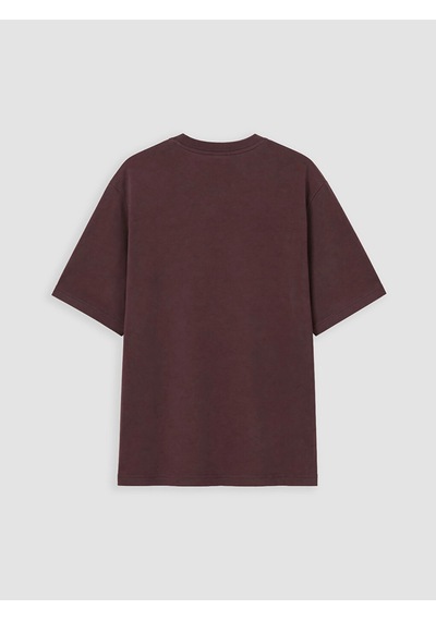 LC Waikiki Xsıde Mürdüm Bisiklet Yaka Baskılı Erkek Tişört Dark Plum