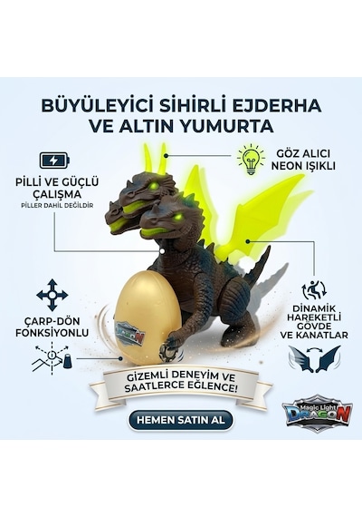 Pilli Yerde Gezen Sesli Figür - 3 Başlı Mitolojik Ejderha Lisinya