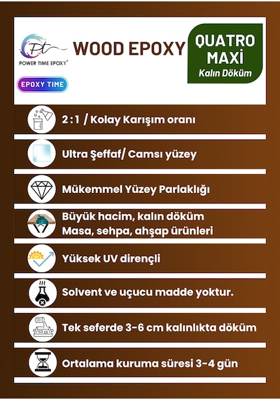 30 Kg Wood Epoxy Quatro Maxi/ Kalın Döküm Şeffaf Epoksi Reçine