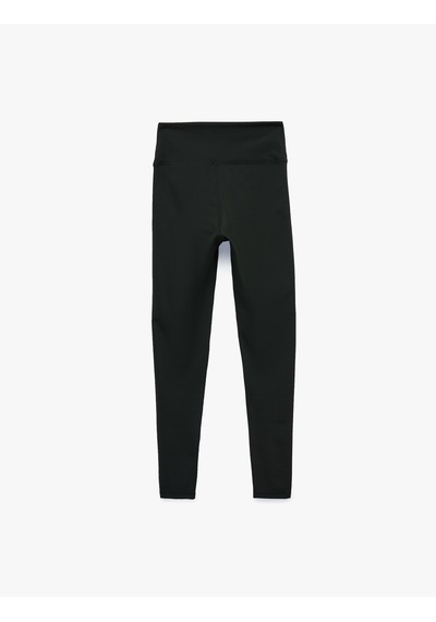 Koton Slim Fit Yüksek Bel İnterlok Kumaş Spor Tayt Siyah 7wak40031nk