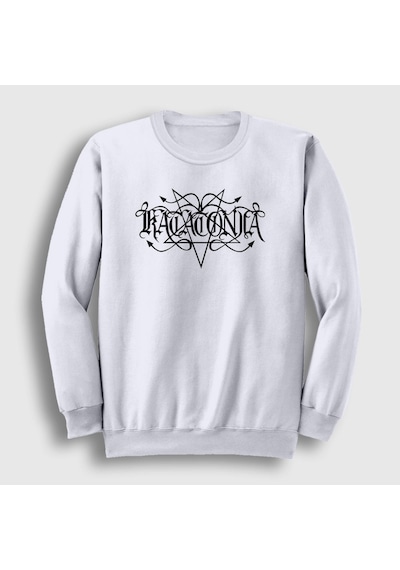 Presmono Unisex Logo V2 Katatonia Sweatshirt Beyaz