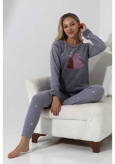 Wordex Fawn 5015 Peluş Welsoft Polar Kışlık Ayıcıklı Yumoş Kadın Pijama Takımı Açık Gri Vizon Wordex Fawn 5015 Peluş Welsoft Polar Kışlık Ayıcıklı Yumoş Kadın Pijama Takımı Açık Gri Vizon